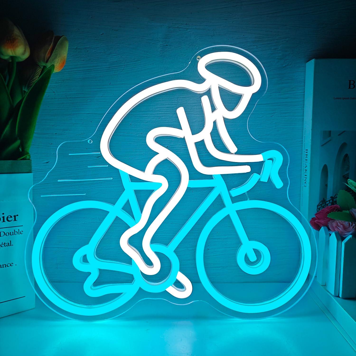 Home Gym Neon Sign - Fahrradfahrer Neon-Schild Dimmbares LED-Wanddekor Leuchtendes Schild