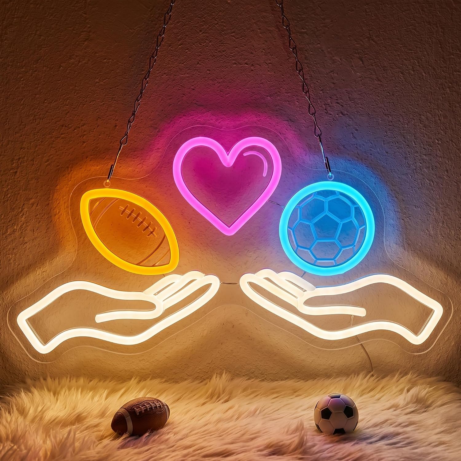Home Gym Neon Sign - LED-Neonschild Fußball-Neonlicht USB-betriebene Wandlampe Sportthemen-Bar Fitnessstudio