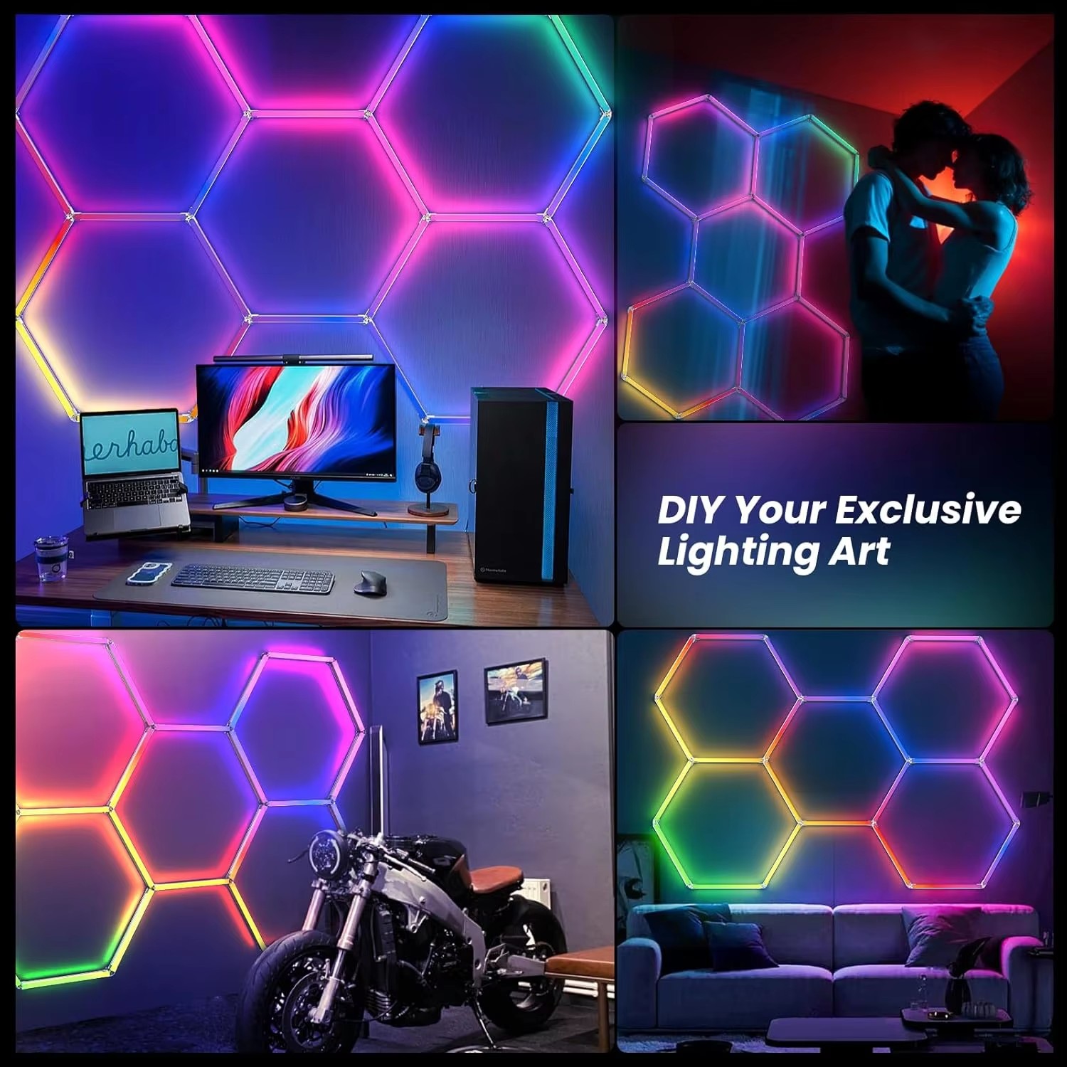 RGB Hexagon LED-Leuchten mit F – Home Gym Neon Sign Bewertung und Preis