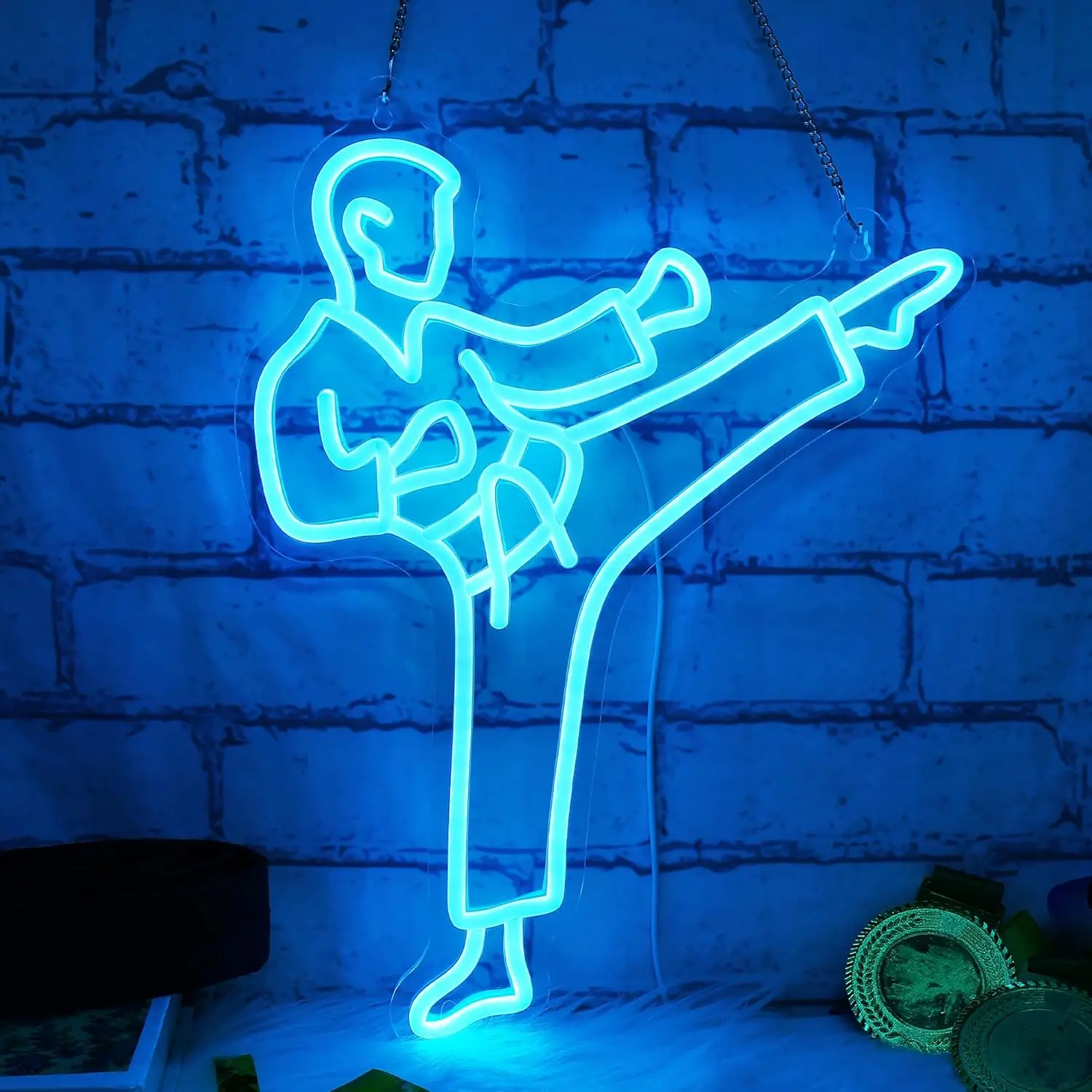 Karate-Mann-Neonschild, blaue  – Home Gym Neon Sign Bewertung und Preis