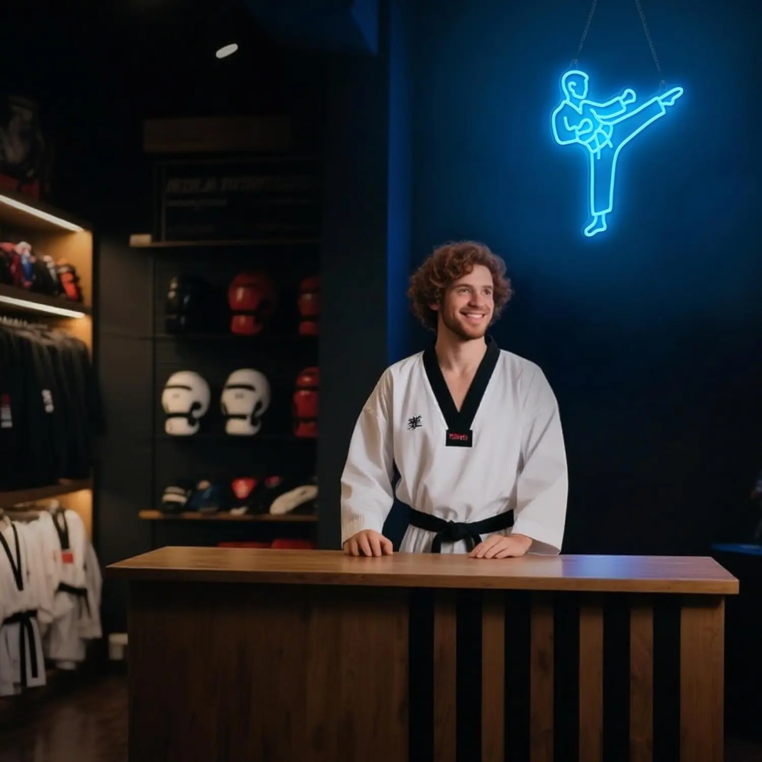 Karate-Mann-Neonschild, blaue  – Home Gym Neon Sign Bewertung und Preis